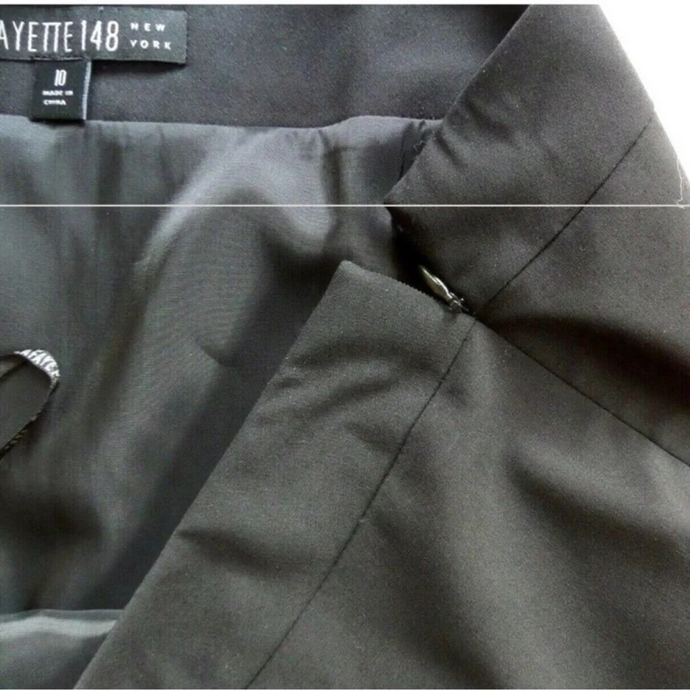Lafayette 148 lightweight stretch Italian wool pencil black skirt Sz 10